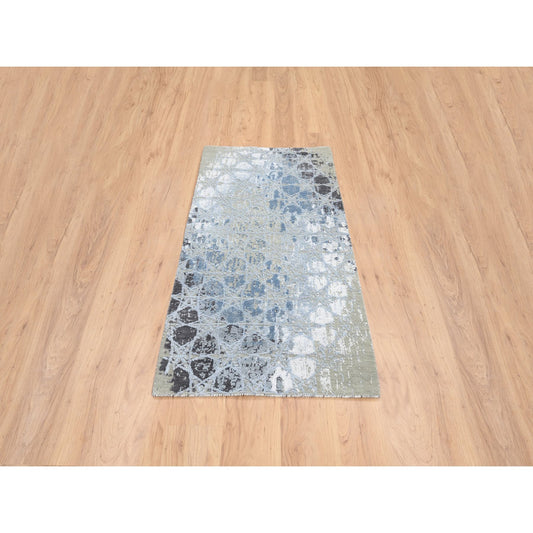 Modern and Contemporary Wool & Silk Hand Knotted Rug Grey No Border 2.8X5.10 -O064562