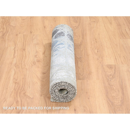 Modern and Contemporary Wool & Silk Hand Knotted Rug Grey No Border 2.8X5.10 -O064562