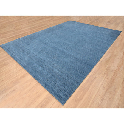 Modern and Contemporary Wool Hand Loomed Rug Blue No Border 10.1X14.0 -O064564