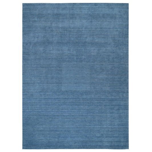 Modern and Contemporary Wool Hand Loomed Rug Blue No Border 10.0X14.0 -O064565