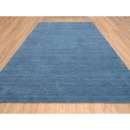 Modern and Contemporary Wool Hand Loomed Rug Blue No Border 10.0X14.0 -O064565