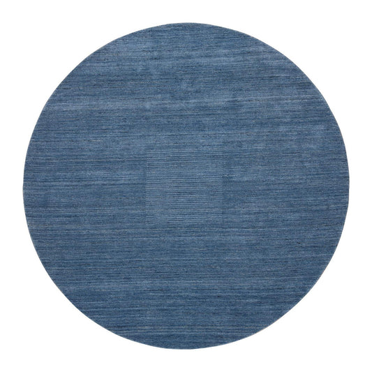 Modern and Contemporary Wool Hand Loomed Rug Blue No Border 8.0X8.0 -O064577