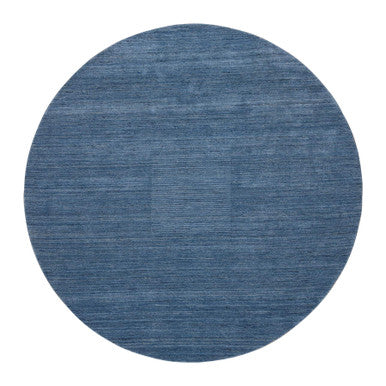 Modern and Contemporary Wool Hand Loomed Rug Blue No Border 8.0X8.0 -O064577