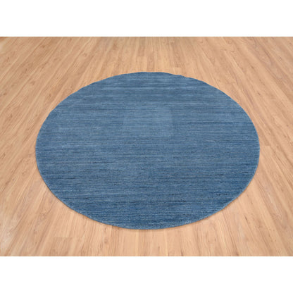Modern and Contemporary Wool Hand Loomed Rug Blue No Border 8.0X8.0 -O064577