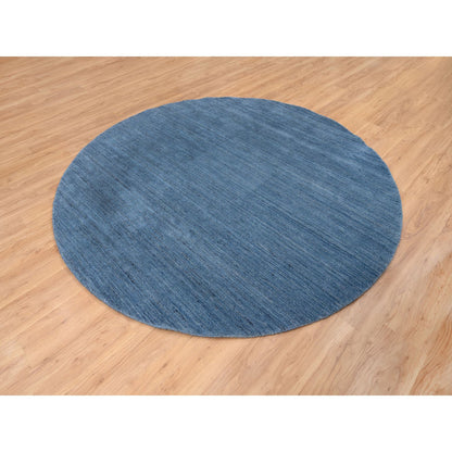 Modern and Contemporary Wool Hand Loomed Rug Blue No Border 8.0X8.0 -O064577