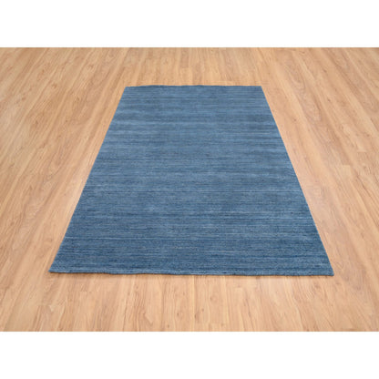 Modern and Contemporary Wool Hand Loomed Rug Blue No Border 6.0X9.0 -O064578