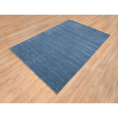 Modern and Contemporary Wool Hand Loomed Rug Blue No Border 6.0X9.0 -O064578