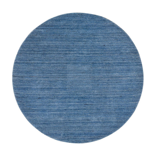 Modern and Contemporary Wool Hand Loomed Rug Blue No Border 6.0X6.0 -O064582