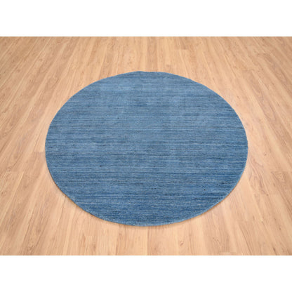 Modern and Contemporary Wool Hand Loomed Rug Blue No Border 6.0X6.0 -O064582