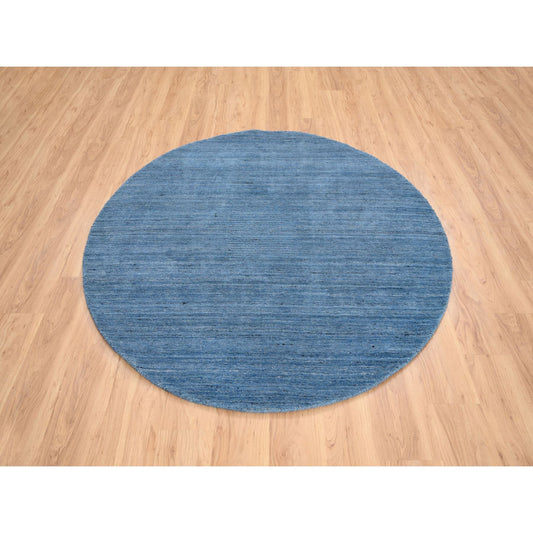 Modern and Contemporary Wool Hand Loomed Rug Blue No Border 6.0X6.0 -O064582