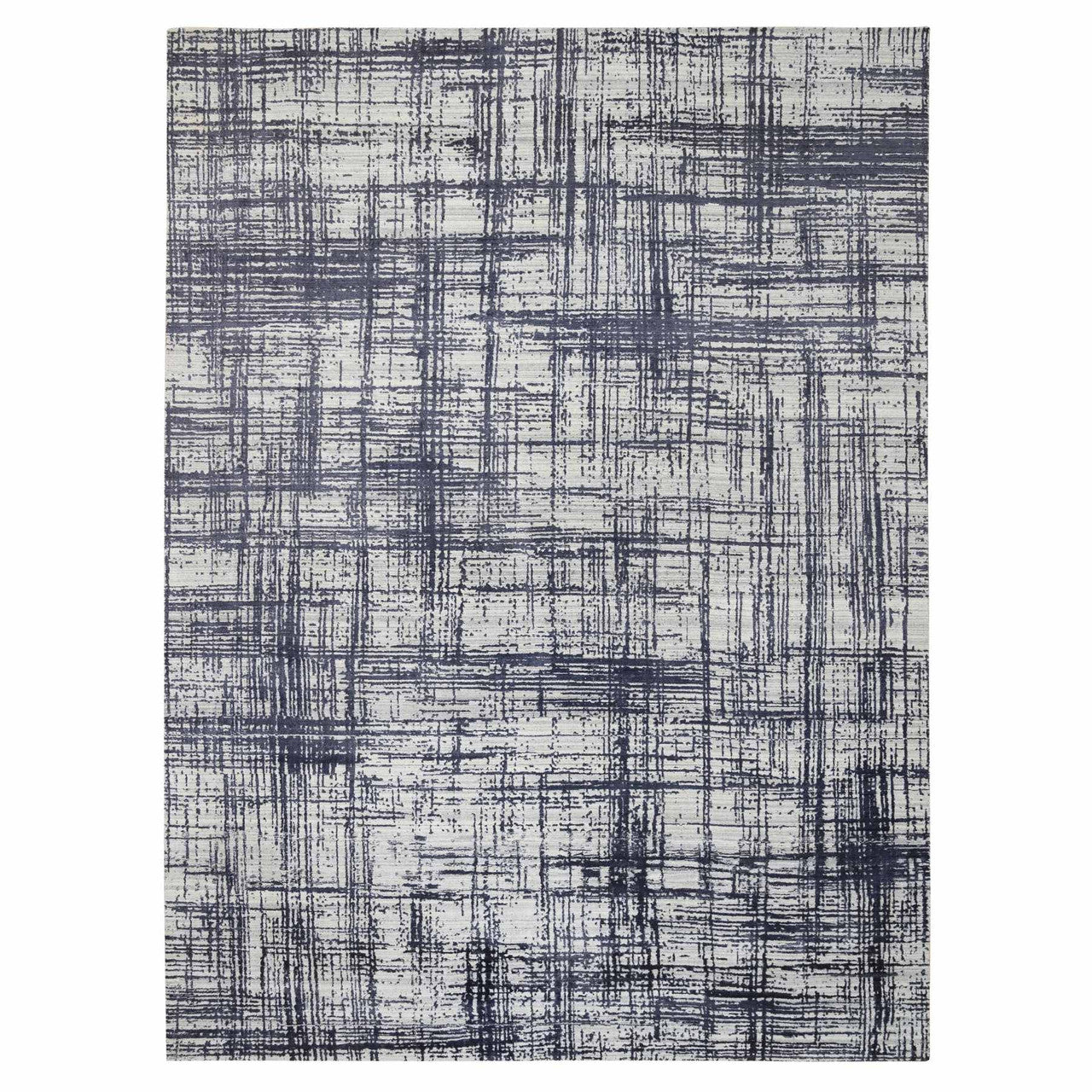 Modern and Contemporary Wool & Silk Hand Loomed Rug Black No Border 10.0X13.9 -O064595