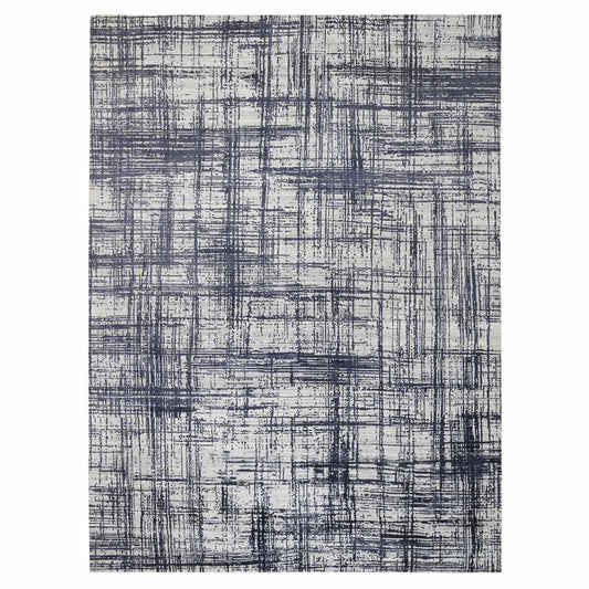 Modern and Contemporary Wool & Silk Hand Loomed Rug Black No Border 10.0X13.9 -O064595