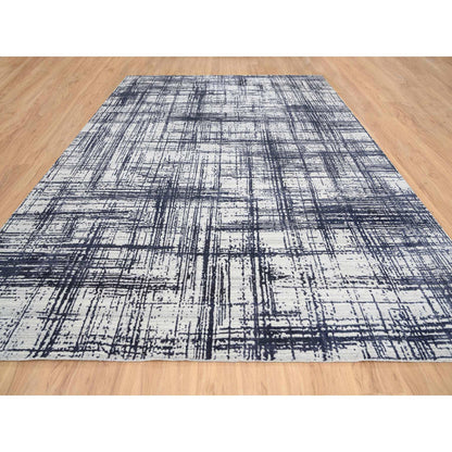 Modern and Contemporary Wool & Silk Hand Loomed Rug Black No Border 10.0X13.9 -O064595