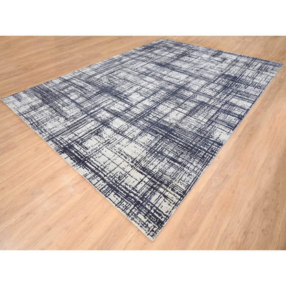 Modern and Contemporary Wool & Silk Hand Loomed Rug Black No Border 10.0X13.9 -O064595