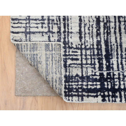 Modern and Contemporary Wool & Silk Hand Loomed Rug Black No Border 10.0X13.9 -O064595