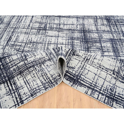 Modern and Contemporary Wool & Silk Hand Loomed Rug Black No Border 10.0X13.9 -O064595