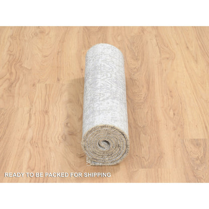 Transitional Wool & Silk Hand Knotted Rug Grey No Border 2.6X8.0 -O064600