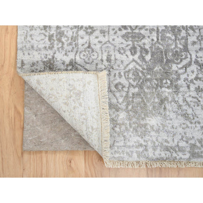 Transitional Wool & Silk Hand Knotted Rug Grey No Border 2.6X7.10 -O064603