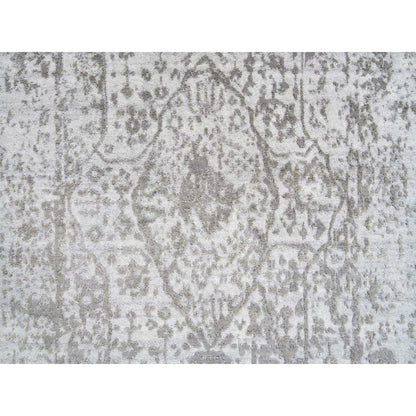 Transitional Wool & Silk Hand Knotted Rug Grey No Border 2.6X7.10 -O064603