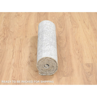 Transitional Wool & Silk Hand Knotted Rug Grey No Border 2.6X7.10 -O064603