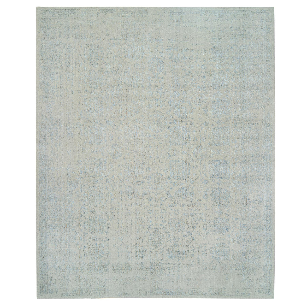 Blue 12'0" x 15'1" Transitional Handloom Wool/Silk Rug - Sku: O064604