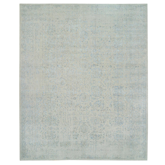 Transitional Wool & Silk Hand Loomed Rug Blue No Border 12.0X15.1 -O064604