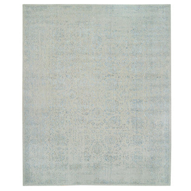 Transitional Wool & Silk Hand Loomed Rug Blue No Border 12.0X15.1 -O064604