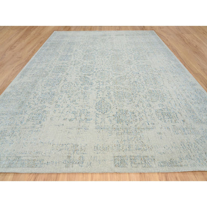 Transitional Wool & Silk Hand Loomed Rug Blue No Border 12.0X15.1 -O064604