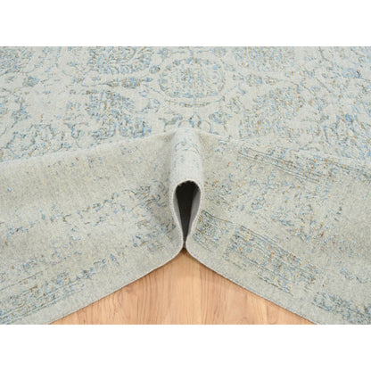 Transitional Wool & Silk Hand Loomed Rug Blue No Border 12.0X15.1 -O064604