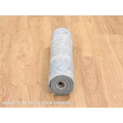 Transitional Wool & Silk Hand Knotted Rug Grey No Border 2.6X6.1 -O064609