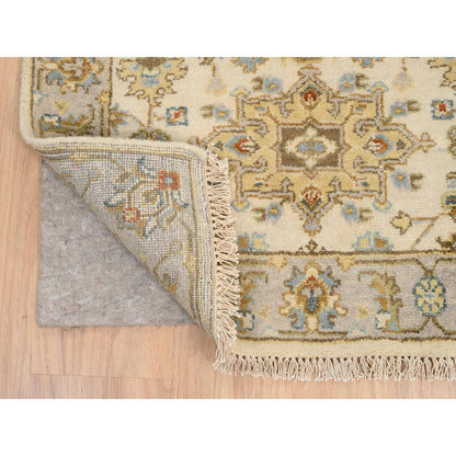 Heriz Wool Hand Knotted Rug Ivory Light Gray 2.7X20.0 -O064630