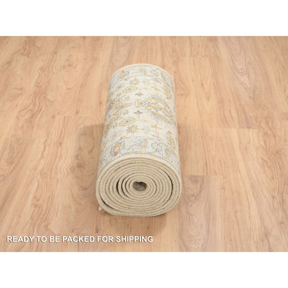Heriz Wool Hand Knotted Rug Ivory Light Gray 2.7X20.0 -O064630