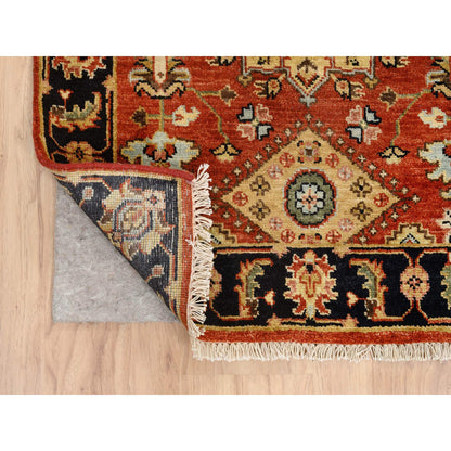 Heriz Wool Hand Knotted Rug Red Black 2.9X12.0 -O064632