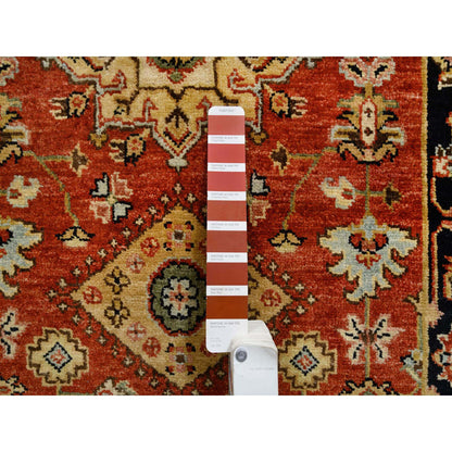 Heriz Wool Hand Knotted Rug Red Black 2.9X12.0 -O064632