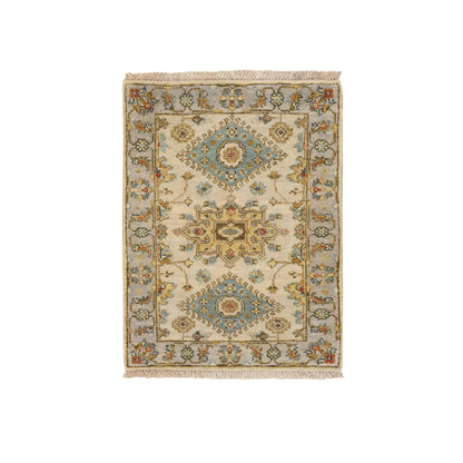 Heriz Wool Hand Knotted Rug Ivory 2.1x3.0 -O064637