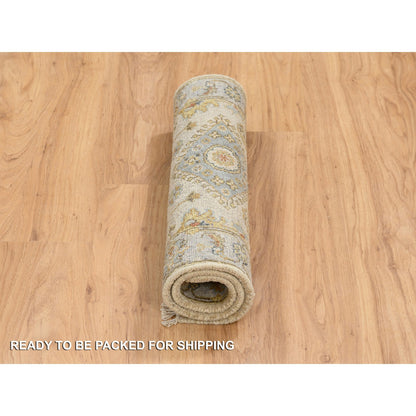 Heriz Wool Hand Knotted Rug Ivory 2.1x3.0 -O064637