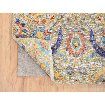 Transitional Wool & Silk Hand Knotted Rug Beige No Border 2.7X12.4 -O064653
