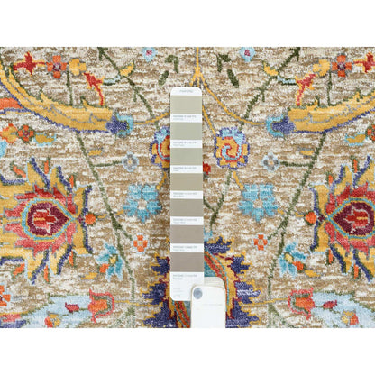 Transitional Wool & Silk Hand Knotted Rug Beige No Border 2.7X12.4 -O064653