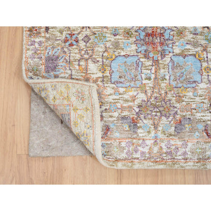 Transitional Wool & Silk Hand Knotted Rug Multicolored No Border 2.6X18.0 -O064655