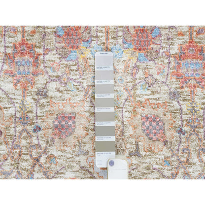 Transitional Wool & Silk Hand Knotted Rug Multicolored No Border 2.6X18.0 -O064655