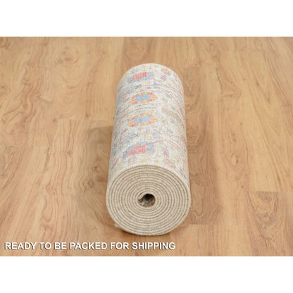 Transitional Wool & Silk Hand Knotted Rug Multicolored No Border 2.6X18.0 -O064655