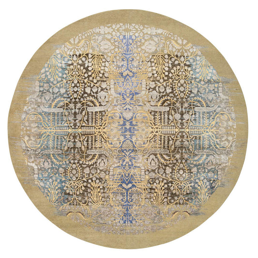 Transitional Wool & Silk Hand Knotted Rug Brown Brown 10.0X10.0 -O064661