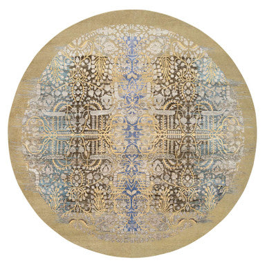 Transitional Wool & Silk Hand Knotted Rug Brown Brown 10.0X10.0 -O064661