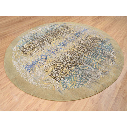 Transitional Wool & Silk Hand Knotted Rug Brown Brown 10.0X10.0 -O064661