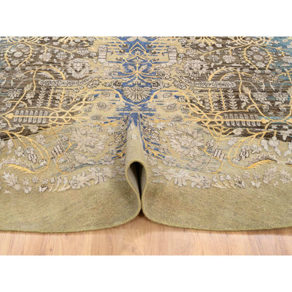 Transitional Wool & Silk Hand Knotted Rug Brown Brown 10.0X10.0 -O064661