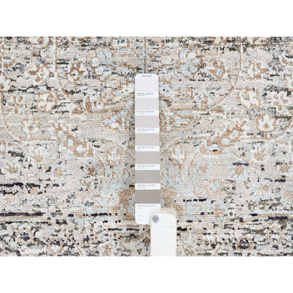 Transitional Wool & Silk Hand Knotted Rug Grey No Border 4.1X6.0 -O064679