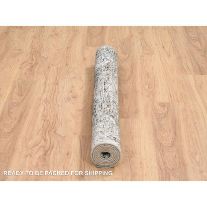 Transitional Wool & Silk Hand Knotted Rug Grey No Border 4.1X6.0 -O064679