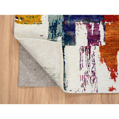 Modern and Contemporary Wool & Silk Hand Knotted Rug Multicolored No Border 3.0X5.0 -O064680