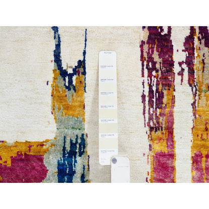 Modern and Contemporary Wool & Silk Hand Knotted Rug Multicolored No Border 3.0X5.0 -O064680