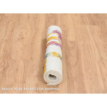 Modern and Contemporary Wool & Silk Hand Knotted Rug Multicolored No Border 3.0X5.0 -O064680